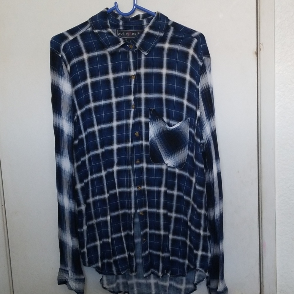Oversized Blue and White Flannel